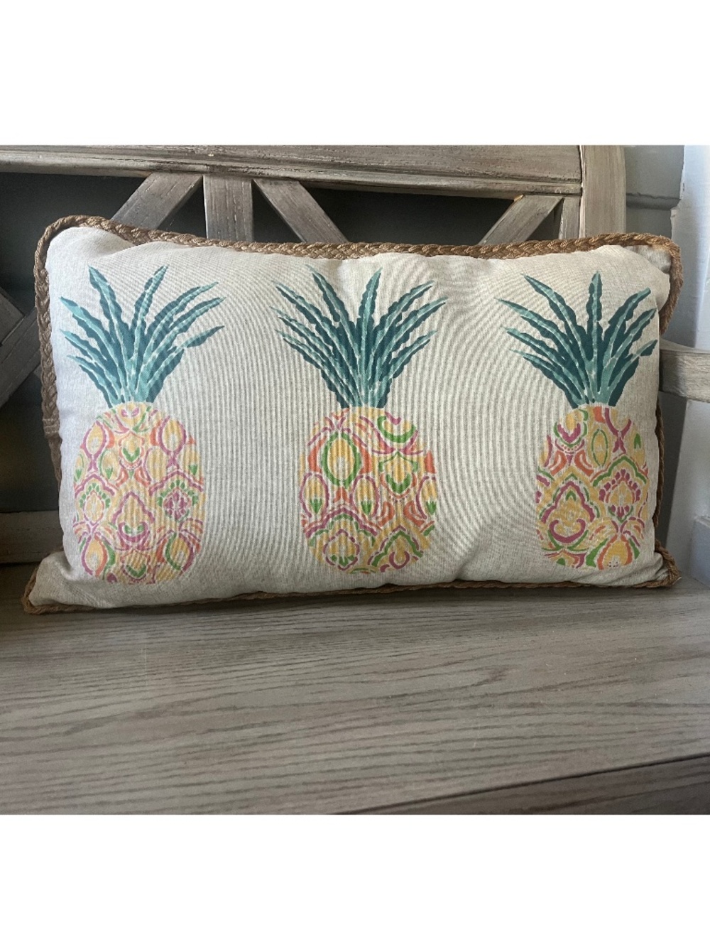Colorful Pineapple Indoor/Outdoor Pillow NWT